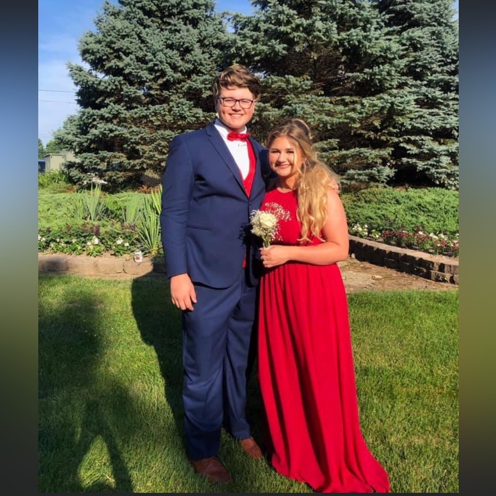 Red long bridesmaid dress